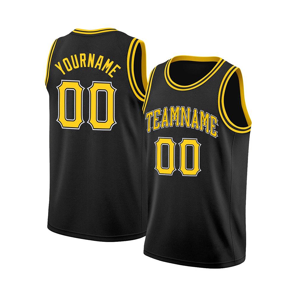 Custom Quantum Black Yellow Basketball Jersey