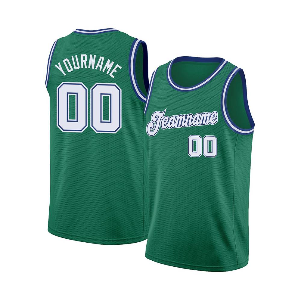 Custom Fusion Green White-Blue Basketball Jersey