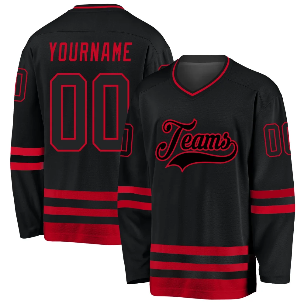 Custom Black-Red Hockey Jersey