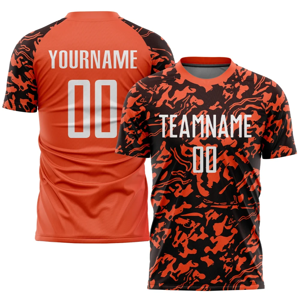 Custom Orange White-Black Sublimation Soccer Jersey
