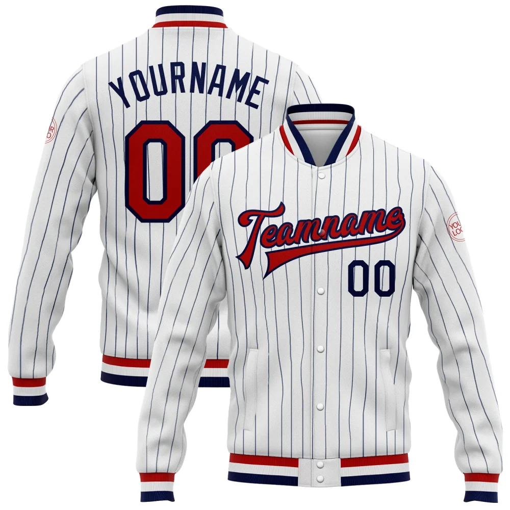 Custom White-Red Bomber Varsity Letterman Jacket